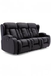 More4Homes Caesar Electric Recliner Bonded Leather 1+2+3 Seater Sofa Set in Black - thumbnail 2