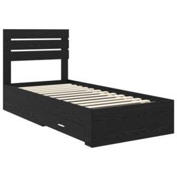 Berkfield Home Bed Frame with Headboard Black Oak 90 x 200 cm Engineered Wood - thumbnail 4