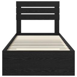 Berkfield Home Bed Frame with Headboard Black Oak 90 x 200 cm Engineered Wood - thumbnail 7