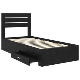 Berkfield Home Bed Frame with Headboard Black Oak 90 x 200 cm Engineered Wood - thumbnail 5