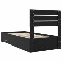 Berkfield Home Bed Frame with Headboard Black Oak 90 x 200 cm Engineered Wood - thumbnail 9