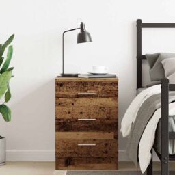 Berkfield Home Bedside Cabinet Old Wood 38x35x55 cm Engineered Wood in Brown - Size: 38 x 35 x 55 cm - thumbnail 4