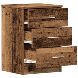 Berkfield Home Bedside Cabinet Old Wood 38x35x55 cm Engineered Wood in Brown - Size: 38 x 35 x 55 cm - thumbnail 5