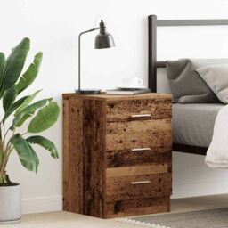 Berkfield Home Bedside Cabinet Old Wood 38x35x55 cm Engineered Wood in Brown - Size: 38 x 35 x 55 cm - thumbnail 3