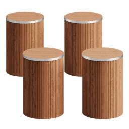 Dprodo 80CM Round Dining Table & Chairs of 4 in Walnut - thumbnail 5