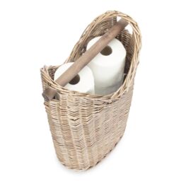 Red Hamper Wicker Bathroom Toilet Roll Holder in Natural - thumbnail 2