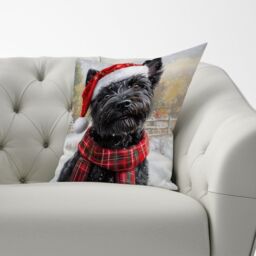 Warren Reed - Designer Christmas Scottish Terrier Cushion in Black - Size: 60 cm x 60 cm - thumbnail 3