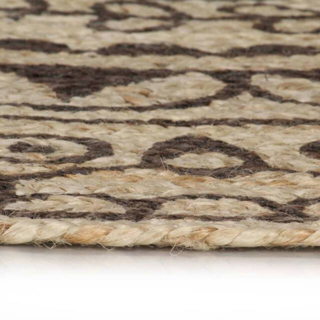 Berkfield Home Handmade Rug Jute with Dark Brown Print 120 cm - Size: Medium - image 1