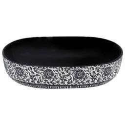 Berkfield Home Countertop Basin Black & Blue Oval 59x40x14 cm Ceramic - Size: 59 x 40 x 14 cm - thumbnail 4