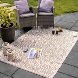 Marco Paul Large Reversible Garden Rugs 150x210 cm Easy-Cleaning Indoor & Outdoor in Beige - Size: 150 cm x 210 cm - thumbnail 1