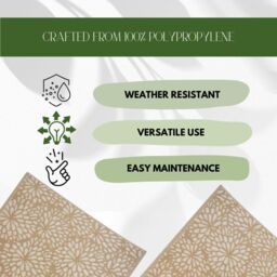 Marco Paul Large Reversible Garden Rugs 150x210 cm Easy-Cleaning Indoor & Outdoor in Beige - Size: 150 cm x 210 cm - thumbnail 5