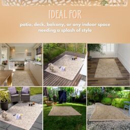 Marco Paul Large Reversible Garden Rugs 150x210 cm Easy-Cleaning Indoor & Outdoor in Beige - Size: 150 cm x 210 cm - thumbnail 7