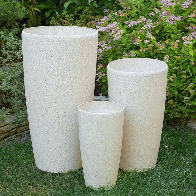 Wyld and Coco Stone Garden Beige Tall Plant Pot 58 x 31 cm - image 1