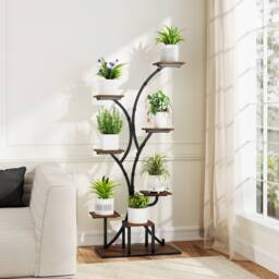 Gymax 146 cm Indoor Plant Stand Grow Lights Corner Metal Flowerpot Holder in Walnut - thumbnail 6