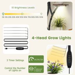 Gymax 146 cm Indoor Plant Stand Grow Lights Corner Metal Flowerpot Holder in Walnut - thumbnail 4