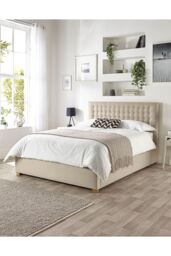 Catherine Lansfield Opulence Ottoman Storage Bed in Saxon Twill Fabric, Custom Made in Natural - Size: Double - thumbnail 4