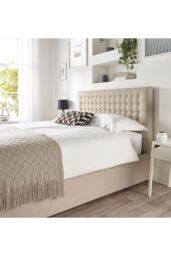 Catherine Lansfield Opulence Ottoman Storage Bed in Saxon Twill Fabric, Custom Made in Natural - Size: Double - thumbnail 5