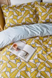 Scion 'Moon Flights' Cotton Duvet Cover Set in Mustard - Size: Super King - thumbnail 3