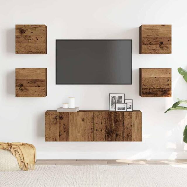 Berkfield Home Classic 5 Piece TV Cabinet Set Wall-mounted Old Wood Engineered Wood - image 1
