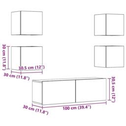 Berkfield Home Classic 5 Piece TV Cabinet Set Wall-mounted Old Wood Engineered Wood - thumbnail 9