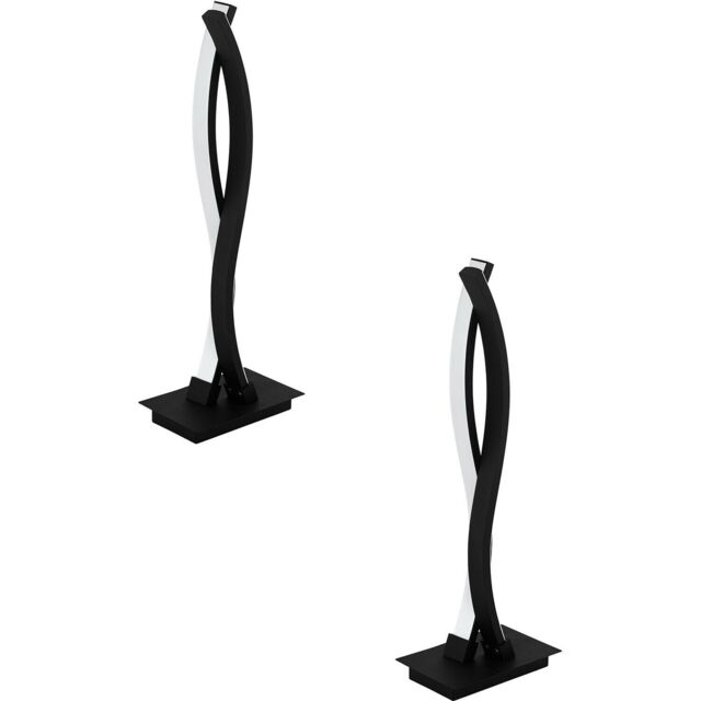Loops 2 PACK Table Desk Lamp Colour Black Shade White Plastic Bulb LED 10W Included - image 1