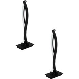 Loops 2 PACK Table Desk Lamp Colour Black Shade White Plastic Bulb LED 10W Included - thumbnail 1