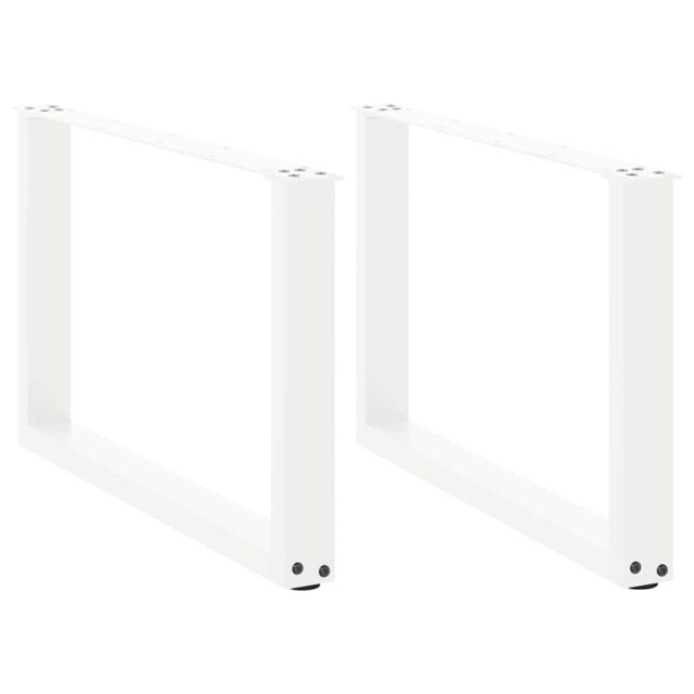 Berkfield Home Coffee Table Legs U-Shaped 2 pcs White 70x(42-43) cm Steel - image 1