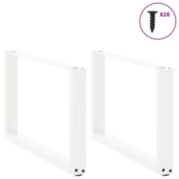 Berkfield Home Coffee Table Legs U-Shaped 2 pcs White 70x(42-43) cm Steel - thumbnail 3