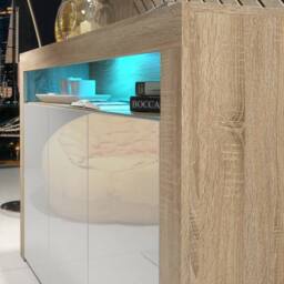 FLAVORA Yes TV Unit Cabinet Sideboard Oak White Gloss Doors - thumbnail 4