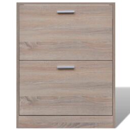 Berkfield Home Oak Look Wooden Shoe Cabinet with 2 Compartments in Brown - thumbnail 3