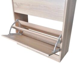 Berkfield Home Oak Look Wooden Shoe Cabinet with 2 Compartments in Brown - thumbnail 5