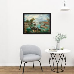 "Artery8 Wall Art Print Van De Venne Fishing For Souls Painting Large Framed Wall Décor Art in White - Size: W18"" x H24""" - thumbnail 2