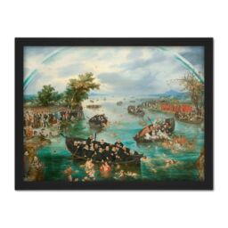 "Artery8 Wall Art Print Van De Venne Fishing For Souls Painting Large Framed Wall Décor Art in White - Size: W18"" x H24""" - thumbnail 1