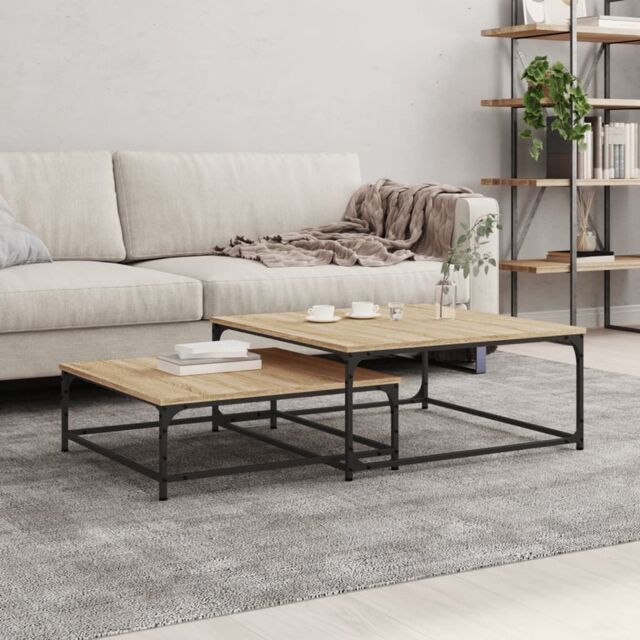Berkfield Home Nesting Coffee Tables 2 pcs Sonoma Oak Engineered Wood in Brown - image 1