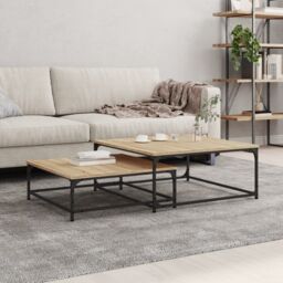 Berkfield Home Nesting Coffee Tables 2 pcs Sonoma Oak Engineered Wood in Brown - thumbnail 1
