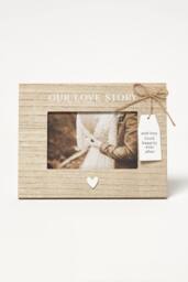 Homescapes Love Story Wood Grain Photo Frame - 4x6 in Light Oak