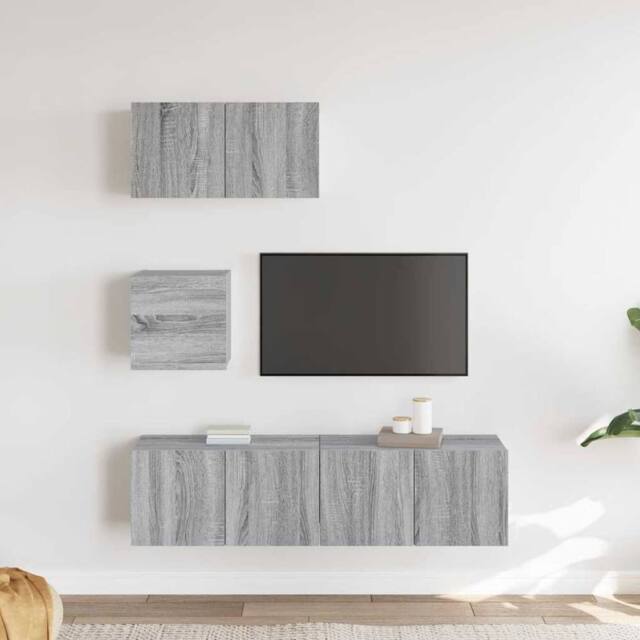 Berkfield Home Classic 4 Piece TV Cabinet Set Grey Sonoma Engineered Wood - image 1