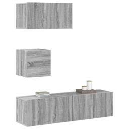 Berkfield Home Classic 4 Piece TV Cabinet Set Grey Sonoma Engineered Wood - thumbnail 4