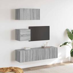 Berkfield Home Classic 4 Piece TV Cabinet Set Grey Sonoma Engineered Wood - thumbnail 2