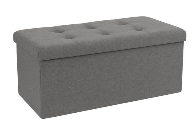Home Republic Linen Foldable Storage Ottoman in Grey - Size: Small - image 1