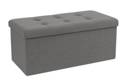 Home Republic Linen Foldable Storage Ottoman in Grey - Size: Small - thumbnail 1