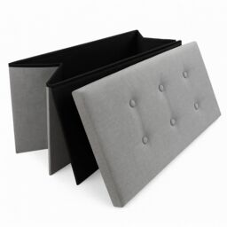 Home Republic Linen Foldable Storage Ottoman in Grey - Size: Small - thumbnail 3