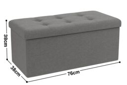 Home Republic Linen Foldable Storage Ottoman in Grey - Size: Small - thumbnail 2