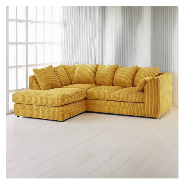 Furniture 786 Hannah Jumbo Cord 4 Seater Left Hand Facing Corner Sofa in Mustard - image 1