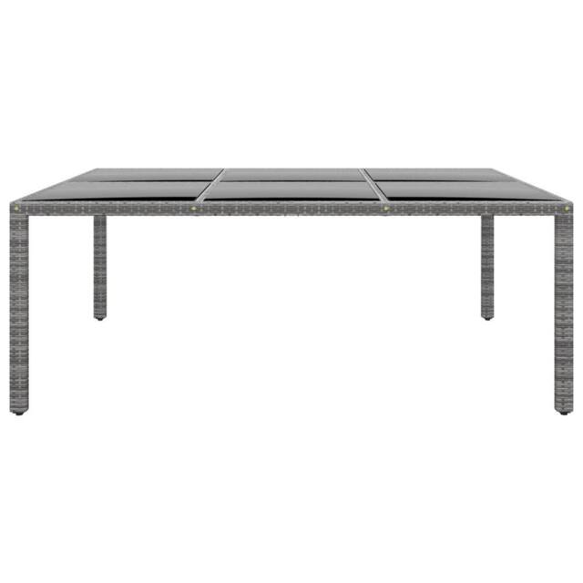 Berkfield Home Garden Table 200x150x75 cm Tempered Glass & Poly Rattan Grey - Size: 200 x 150 x 75 cm - image 1