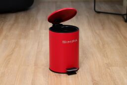 simpa 3L Slim Soft-Closing Pedal Dustbin in Red - thumbnail 2
