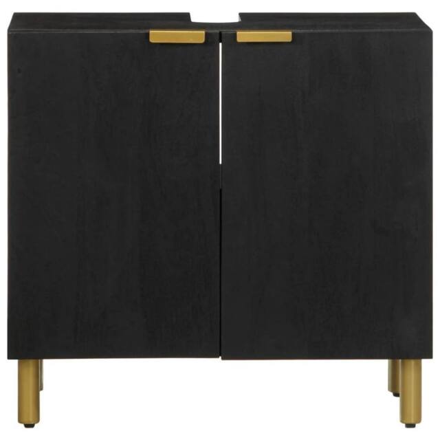 Berkfield Home Modern Bathroom Sink Cabinet Black 62x33x58 cm Engineered Wood - Size: 62 x 33 x 58 cm
