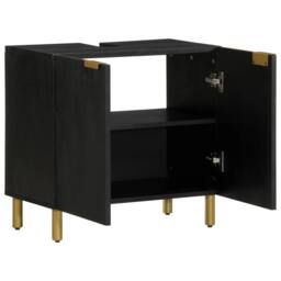 Berkfield Home Modern Bathroom Sink Cabinet Black 62x33x58 cm Engineered Wood - Size: 62 x 33 x 58 cm - thumbnail 3