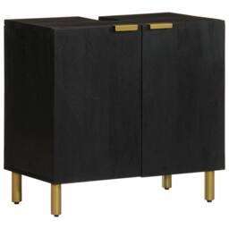 Berkfield Home Modern Bathroom Sink Cabinet Black 62x33x58 cm Engineered Wood - Size: 62 x 33 x 58 cm - thumbnail 2
