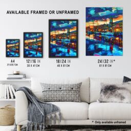 "Artery8 Liverpool Port Sail Boats Atmospheric Cityscape Wall Art Print in Blue - Size: W24"" x H32""" - thumbnail 3